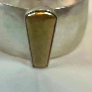 THE SAK Silver Tone Hinged Cuff Bracelet w/Gold Accent – Distressed Finish (NWT)